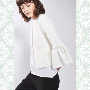 TOPSHOP White Ruffle Crop Jacket Size 4